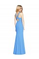 Bleu paon Trompette Col V Crêpe Stretch Longue Robes demoiselle d'honneur / Robes de bal Grossiste