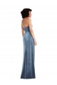 Bleu poussiéreux Fourreau Sans bretelle Velours Stretch Longue Formelles Robes demoiselle d'honneur / Robes de soirée / Robes de bal Grossiste