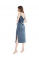 Bleu poussiéreux Fourreau Velours Stretch Longue Robes demoiselle d'honneur / Robes de bal Grossiste