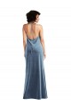 Bleu poussiéreux Fourreau Velours Stretch Longue Robes demoiselle d'honneur / Robes de bal Grossiste