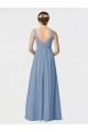 Bleu poussiéreux Trapèze Bretelles spaghetti Mousseline Longue Robes demoiselle d'honneur Grossiste