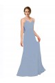 Bleu poussiéreux Trapèze Bretelles spaghetti Mousseline Longue Robes demoiselle d'honneur Grossiste