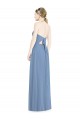 Bleu poussiéreux Trapèze Licou Mousseline Longue Robes demoiselle d'honneur Grossiste