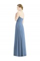 Bleu poussiéreux Trapèze Mousseline Longue Robes demoiselle d'honneur Grossiste