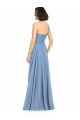 Bleu poussiéreux Trapèze Mousseline Longue Robes demoiselle d'honneur Grossiste