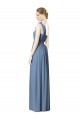Bleu poussiéreux Trapèze Mousseline Longue Robes demoiselle d'honneur Grossiste