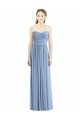 Bleu poussiéreux Trapèze Sans bretelle Mousseline Longue Robes demoiselle d'honneur Grossiste