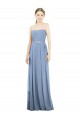 Bleu poussiéreux Trapèze Sans bretelle Mousseline Longue Robes demoiselle d'honneur Grossiste