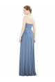 Bleu poussiéreux Trapèze Sans bretelle Mousseline Longue Robes demoiselle d'honneur Grossiste