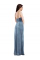 Bleu poussiéreux Trompette Bretelles spaghetti Velours Stretch Longue Formelles Robes demoiselle d'honneur / Robes de soirée / Robes de bal Grossiste