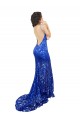 Bleu roi Sirène Col Haut Dentelle Longue Robes demoiselle d'honneur / Robes de bal Grossiste