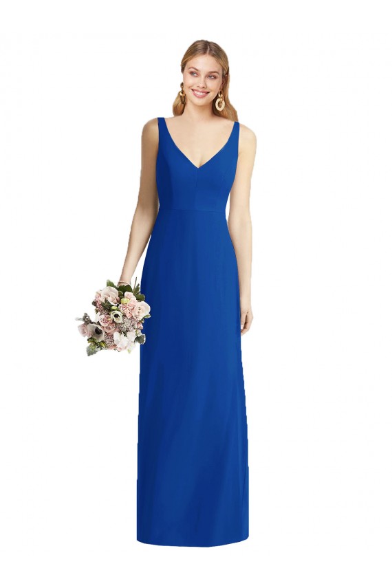 Bleu roi Sirène Sans bretelle Mousseline Longue Robes demoiselle d'honneur Grossiste