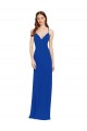 Bleu roi Trapèze Bretelles spaghetti Col V Mousseline Longue Robes demoiselle d'honneur Grossiste
