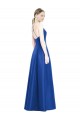 Bleu roi Trapèze Bretelles spaghetti Col V Satiné Longue Robes demoiselle d'honneur Grossiste