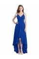 Bleu roi Trapèze Bretelles spaghetti Mousseline Longue Asymétrique Robes demoiselle d'honneur Grossiste