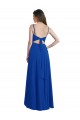 Bleu roi Trapèze Bretelles spaghetti Mousseline Longue Asymétrique Robes demoiselle d'honneur Grossiste