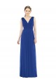 Bleu roi Trapèze Col V Mousseline Longue Robes demoiselle d'honneur Grossiste
