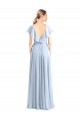 Bleu roi Trapèze Col V Mousseline Longue Robes demoiselle d'honneur Grossiste