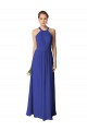 Bleu roi Trapèze Licou Mousseline Longue Robes demoiselle d'honneur Grossiste