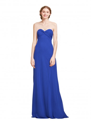 Bleu roi Trapèze Mousseline Longue Robes demoiselle d'honneur Grossiste