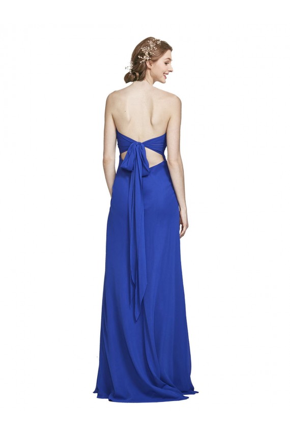 Bleu roi Trapèze Mousseline Longue Robes demoiselle d'honneur Grossiste