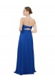 Bleu roi Trapèze Sans bretelle Mousseline Longue Robes demoiselle d'honneur Grossiste