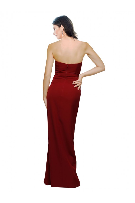 Bordeaux Fourreau Crêpe Stretch Longue Formelles Robes demoiselle d'honneur / Robes de soirée / Robes de bal Grossiste