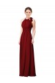 Bordeaux Fourreau Licou Mousseline Longue Robes demoiselle d'honneur Grossiste