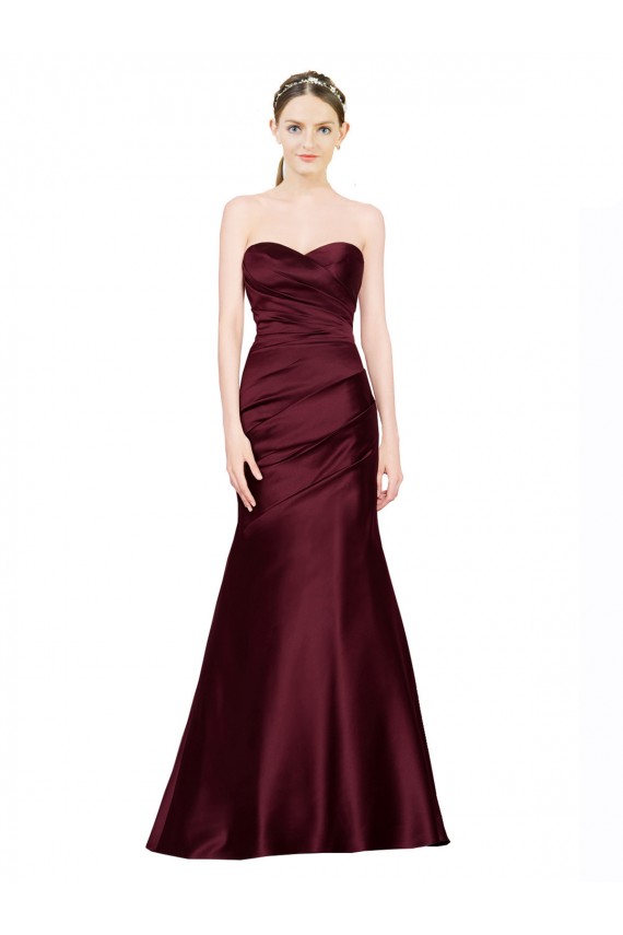 Bordeaux Sirène Satiné Longue Formelles Robes demoiselle d'honneur / Robes de soirée / Robes de bal Grossiste
