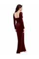 Bordeaux Trapèze Bretelles spaghetti Col Carré Velours Stretch Longue Robes demoiselle d'honneur / Robes de bal Grossiste