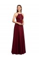 Bordeaux Trapèze Bretelles spaghetti Mousseline Longue Robes demoiselle d'honneur Grossiste