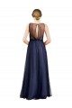 Bordeaux Trapèze Col Bateau Tulle Longue Robes demoiselle d'honneur Grossiste