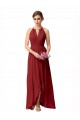 Bordeaux Trapèze Col Haut Mousseline Longue Asymétrique Robes demoiselle d'honneur Grossiste