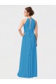 Bordeaux Trapèze Col Haut Mousseline Longue Asymétrique Robes demoiselle d'honneur Grossiste