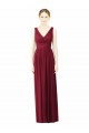 Bordeaux Trapèze Col V Mousseline Longue Robes demoiselle d'honneur Grossiste