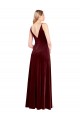 Bordeaux Trapèze Col V Velours Stretch Longue Robes demoiselle d'honneur / Robes de bal Grossiste