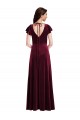 Bordeaux Trapèze Col V Velours Stretch Longue Robes demoiselle d'honneur / Robes de bal Grossiste