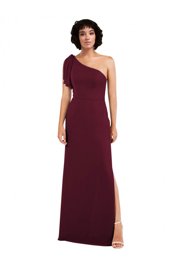 Bordeaux Trapèze Mousseline Longue Formelles Robes demoiselle d'honneur / Robes de soirée Grossiste