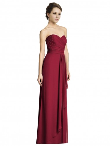Bordeaux Trapèze Mousseline Longue Robes demoiselle d'honneur Grossiste