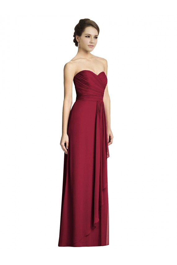 Bordeaux Trapèze Mousseline Longue Robes demoiselle d'honneur Grossiste