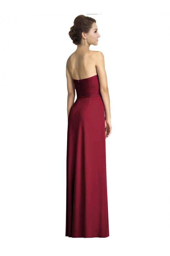 Bordeaux Trapèze Mousseline Longue Robes demoiselle d'honneur Grossiste