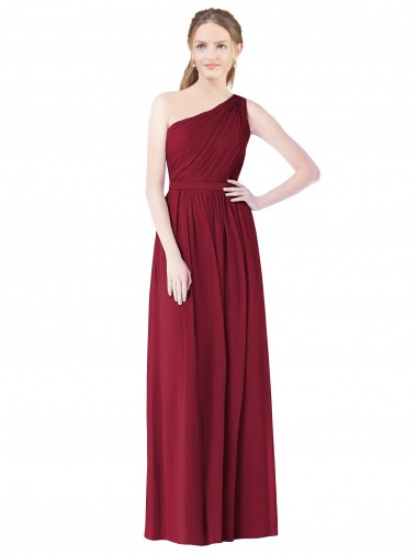 Bordeaux Trapèze Mousseline Longue Robes demoiselle d'honneur Grossiste