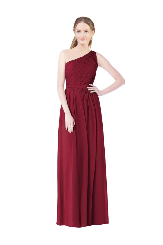 Bordeaux Trapèze Mousseline Longue Robes demoiselle d'honneur Grossiste