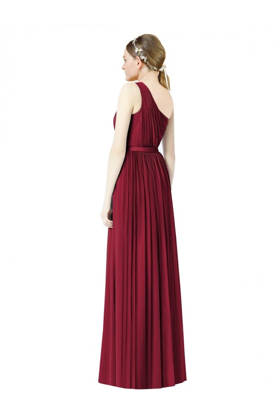 Bordeaux Trapèze Mousseline Longue Robes demoiselle d'honneur Grossiste