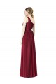 Bordeaux Trapèze Mousseline Longue Robes demoiselle d'honneur Grossiste