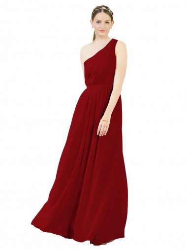 Bordeaux Trapèze Mousseline Longue Robes demoiselle d'honneur Grossiste