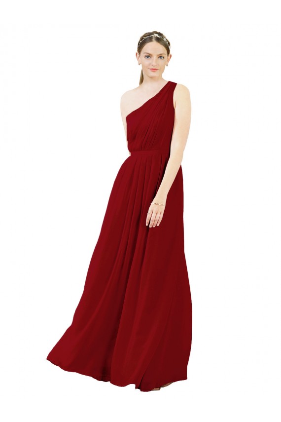 Bordeaux Trapèze Mousseline Longue Robes demoiselle d'honneur Grossiste