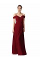 Bordeaux Trapèze Mousseline Longue Robes demoiselle d'honneur Grossiste