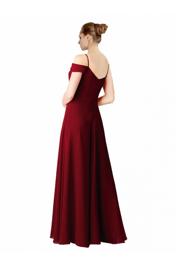 Bordeaux Trapèze Mousseline Longue Robes demoiselle d'honneur Grossiste