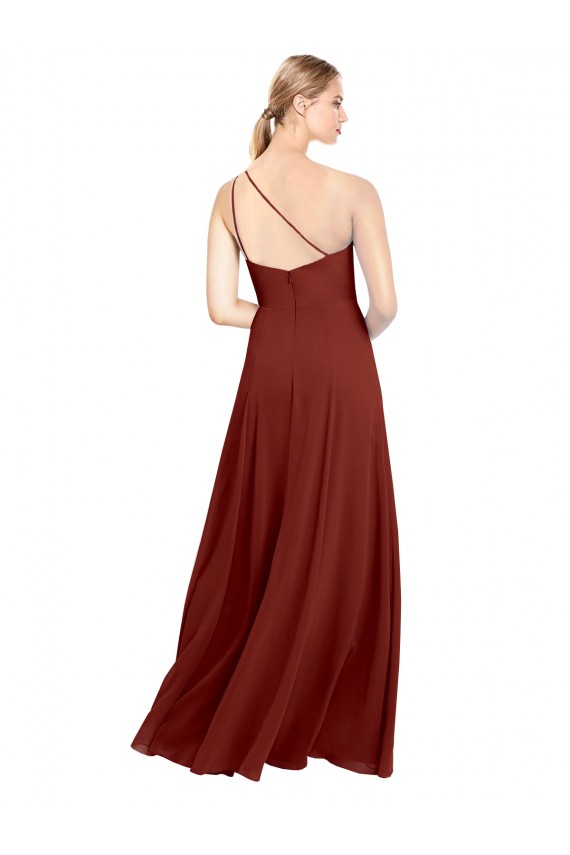 Bordeaux Trapèze Mousseline Longue Robes demoiselle d'honneur Grossiste